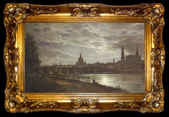 framed  Johan Christian Dahl View of Dresden in Full Moonlight (mk22), ta009-2